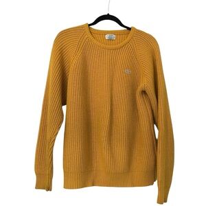 Izod Lacoste Vintage Knit Gator Emblem Sweater Butter Yellow Gold XL